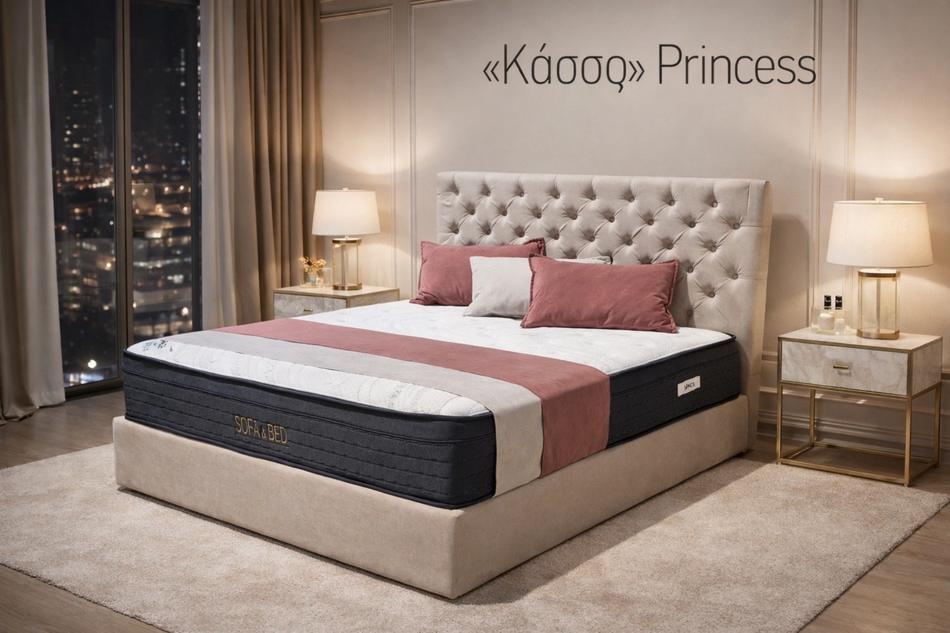 Κρεβάτι «Κάσος Princess» σε μπεζ — Έπιπλα Καψής, Αμαλιάδα Ηλείας