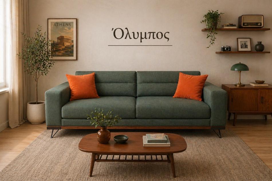 Καναπές «Όλυμπος» σε πράσινο — Έπιπλα Καψής, Αμαλιάδα Ηλείας