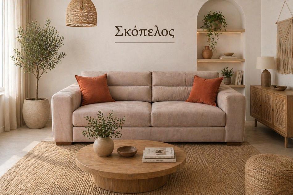 Καναπές «Σκόπελος» σε μπεζ — Έπιπλα Καψής, Αμαλιάδα Ηλείας