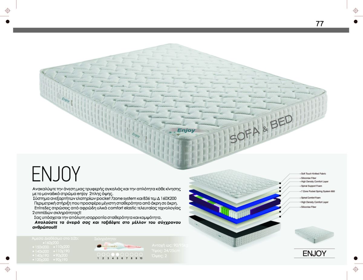 Στρώμα ENJOY — Στρωματέξ SOFA & BED, Έπιπλα Καψής Αμαλιάδα