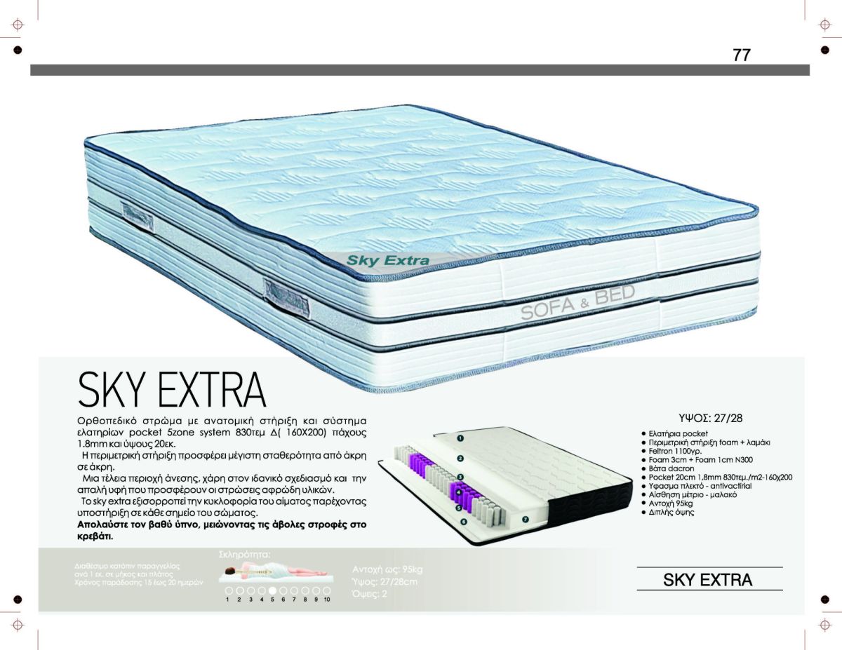Στρώμα SKY EXTRA — Στρωματέξ SOFA & BED, Έπιπλα Καψής Αμαλιάδα