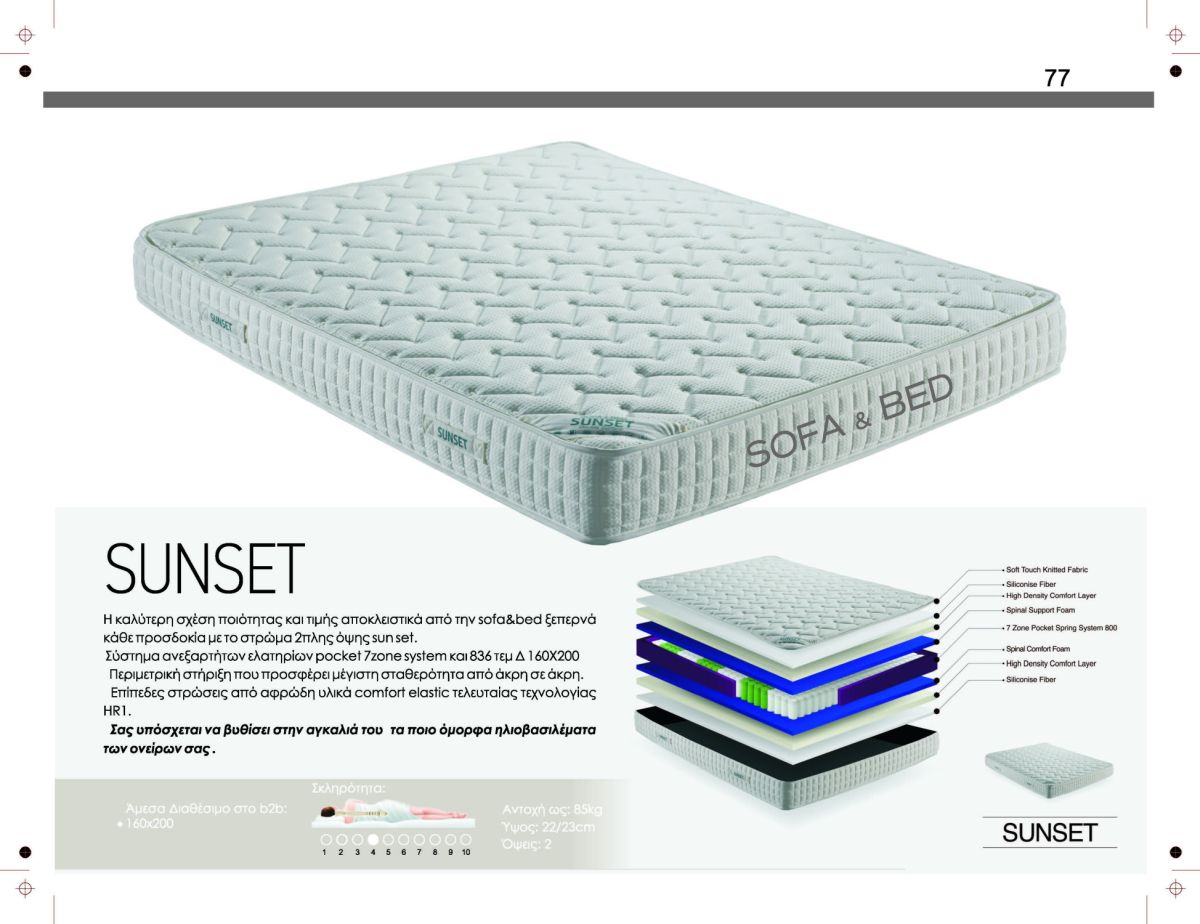 Στρώμα SUNSET — Στρωματέξ SOFA & BED, Έπιπλα Καψής Αμαλιάδα